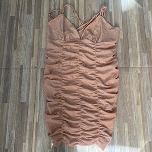 Tan glitter cocktail dress